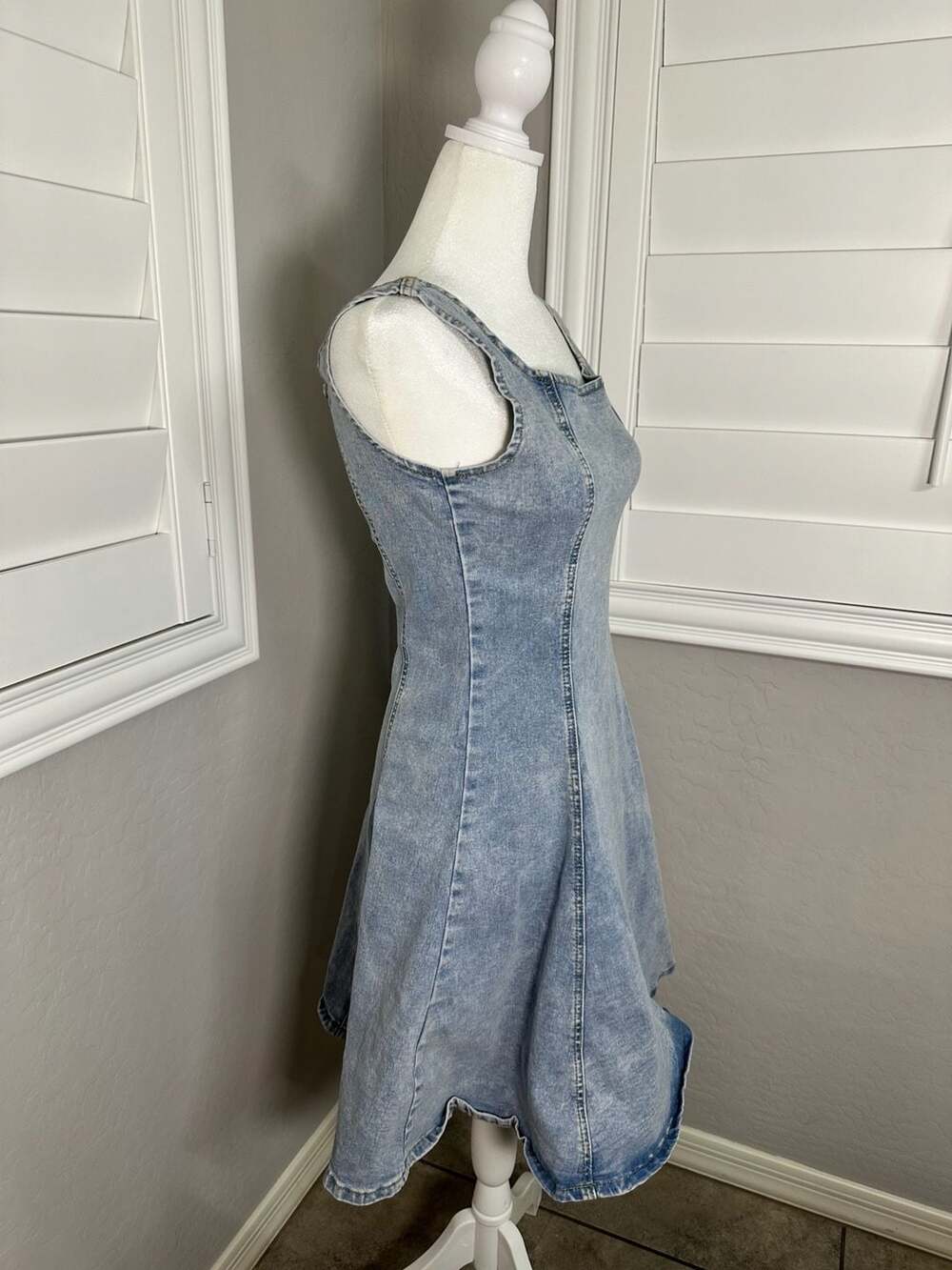 Shein Teen Light Wash Denim Mini Dress - Picture 2 of 5